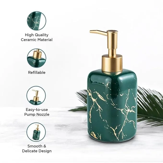 Kuber Industries Liquid Soap Dispenser | Handwash Soap Dispenser | Soap Dispenser for Wash Basin | Shampoo Dispenser Bottle | Bathroom Dispenser Bottle | 300 ml | Green