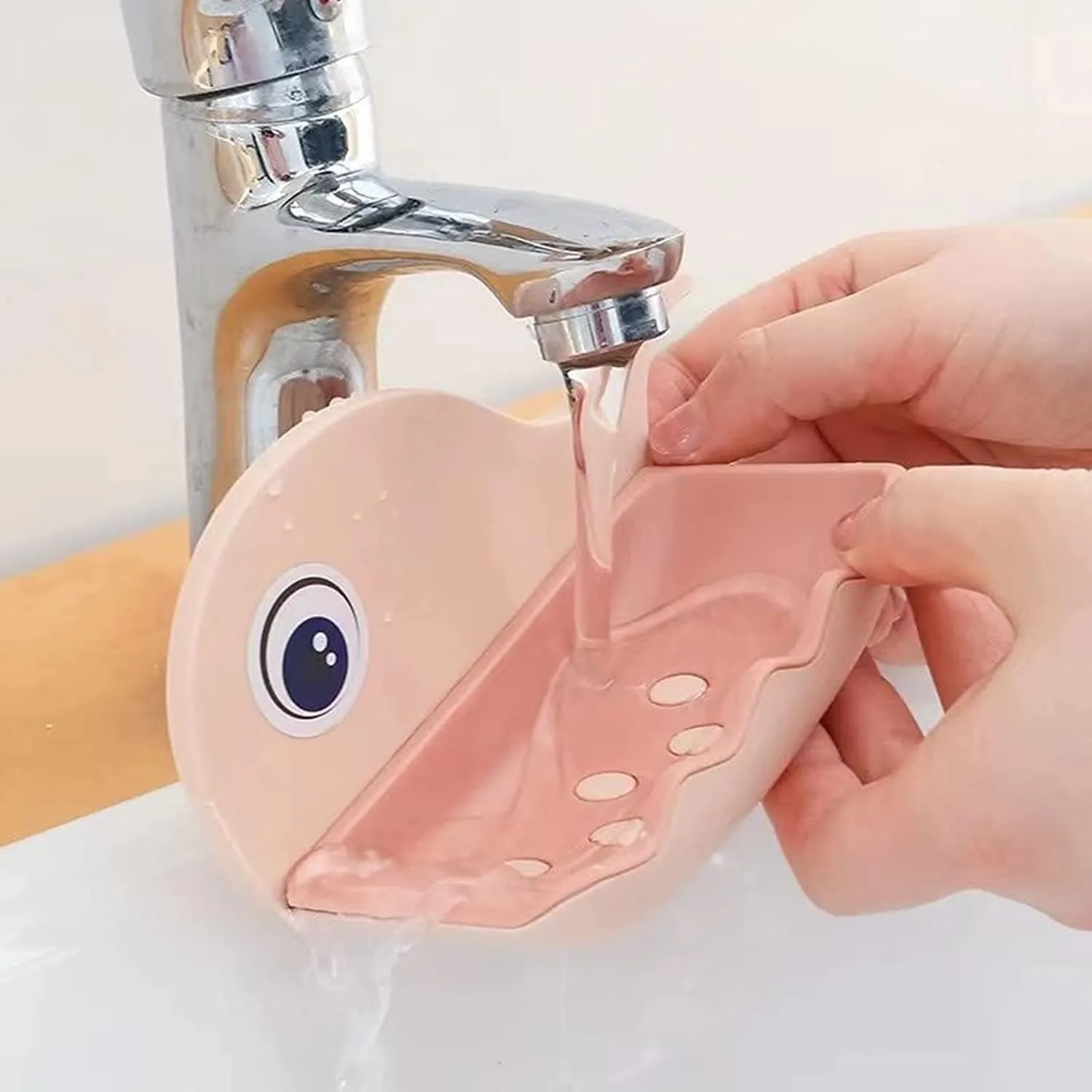 Kuber Industries Soap Stand for Bathroom Kitchen Sink Magic Stickers Wall Mounted (Set of 2 Pcs) Soap Dish Holder, Fish Design Random Color(Plastic) (Pack of 4)