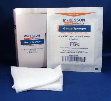 McKesson 16-4242 Cotton Gauze Sponge, Pack of 2