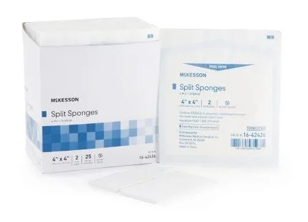 Mckesson I.V./Drain Split Dressing: 600 Count, White, Square Shape, 4" x 4", 6-Ply