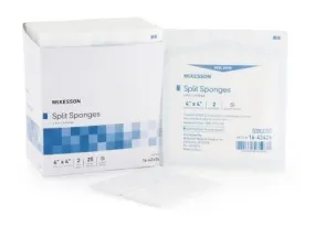 Mckesson I.V./Drain Split Dressing: 600 Count, White, Square Shape, 4" x 4", 6-Ply