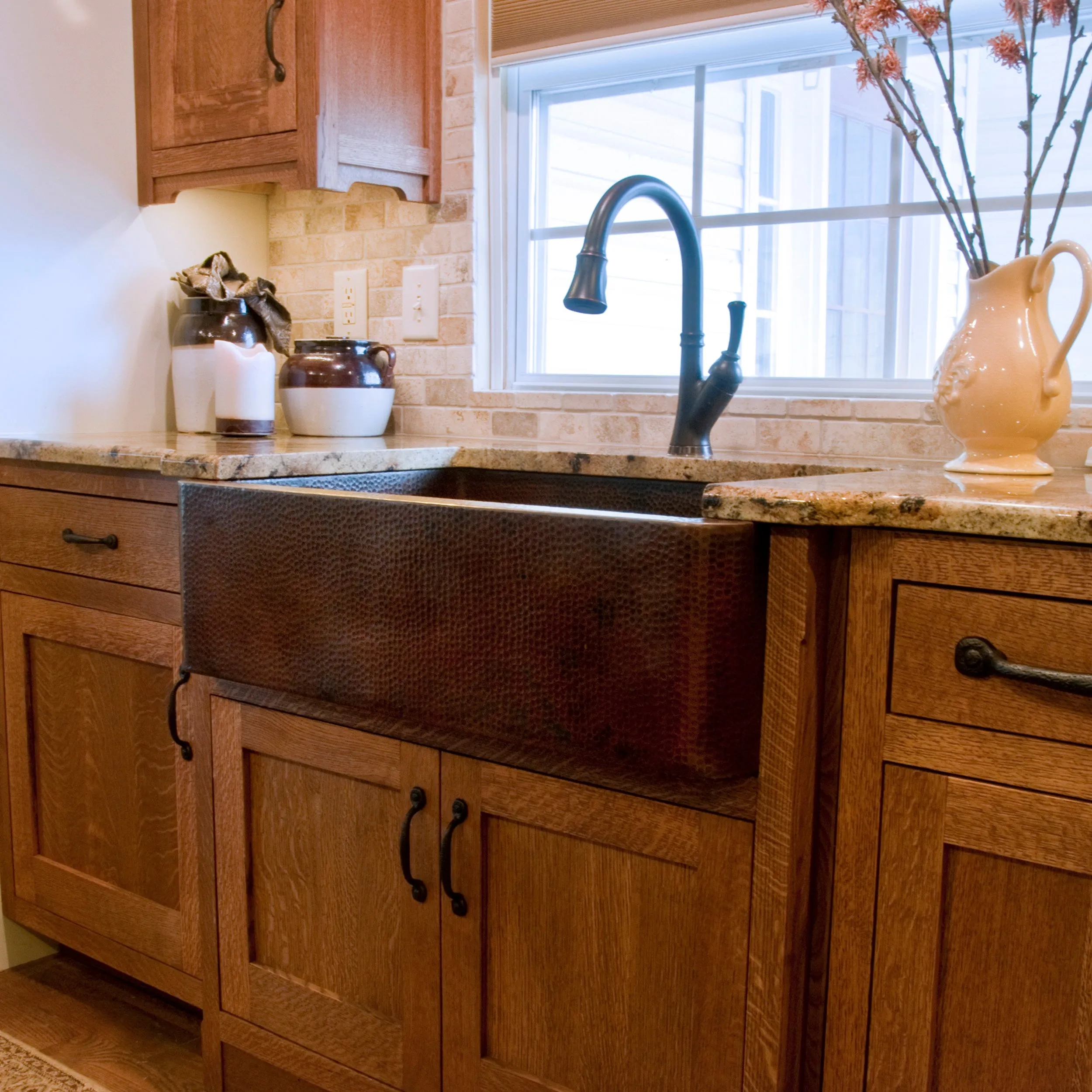 Open Farmhouse Copper Kitchen Sink, TCK-001AN