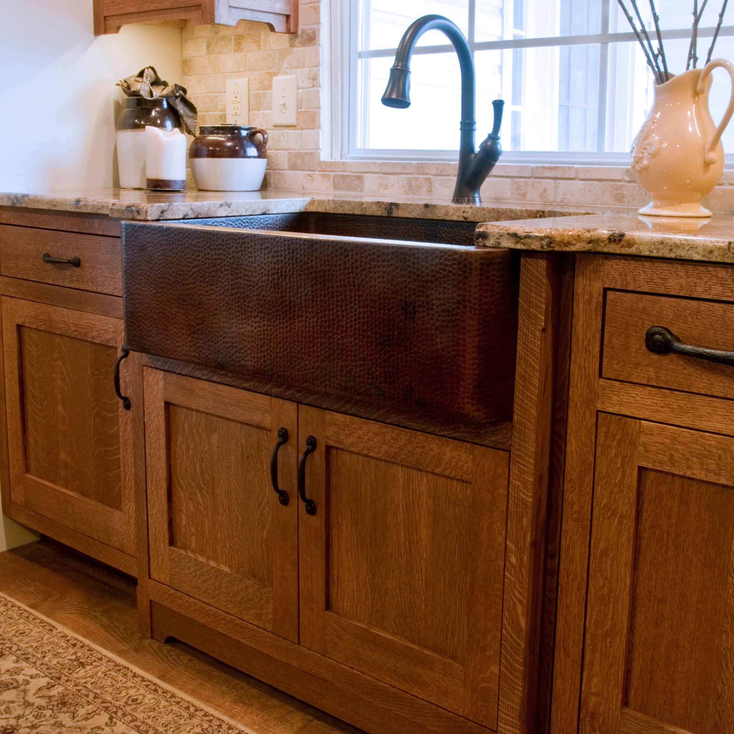 Open Farmhouse Copper Kitchen Sink, TCK-001AN