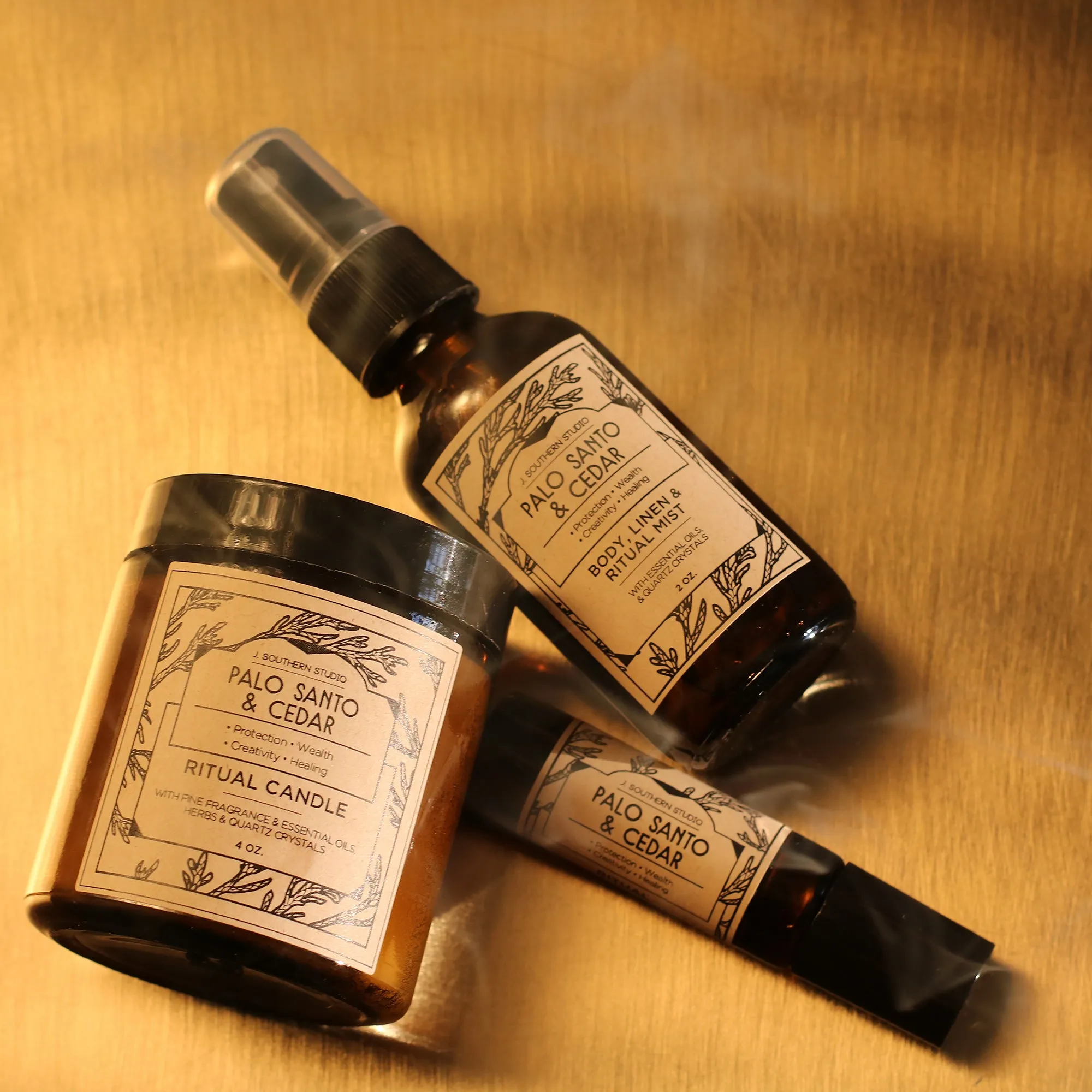 Palo Santo & Cedar Ritual Oil - For Protection, Wealth, Creativity, Healing