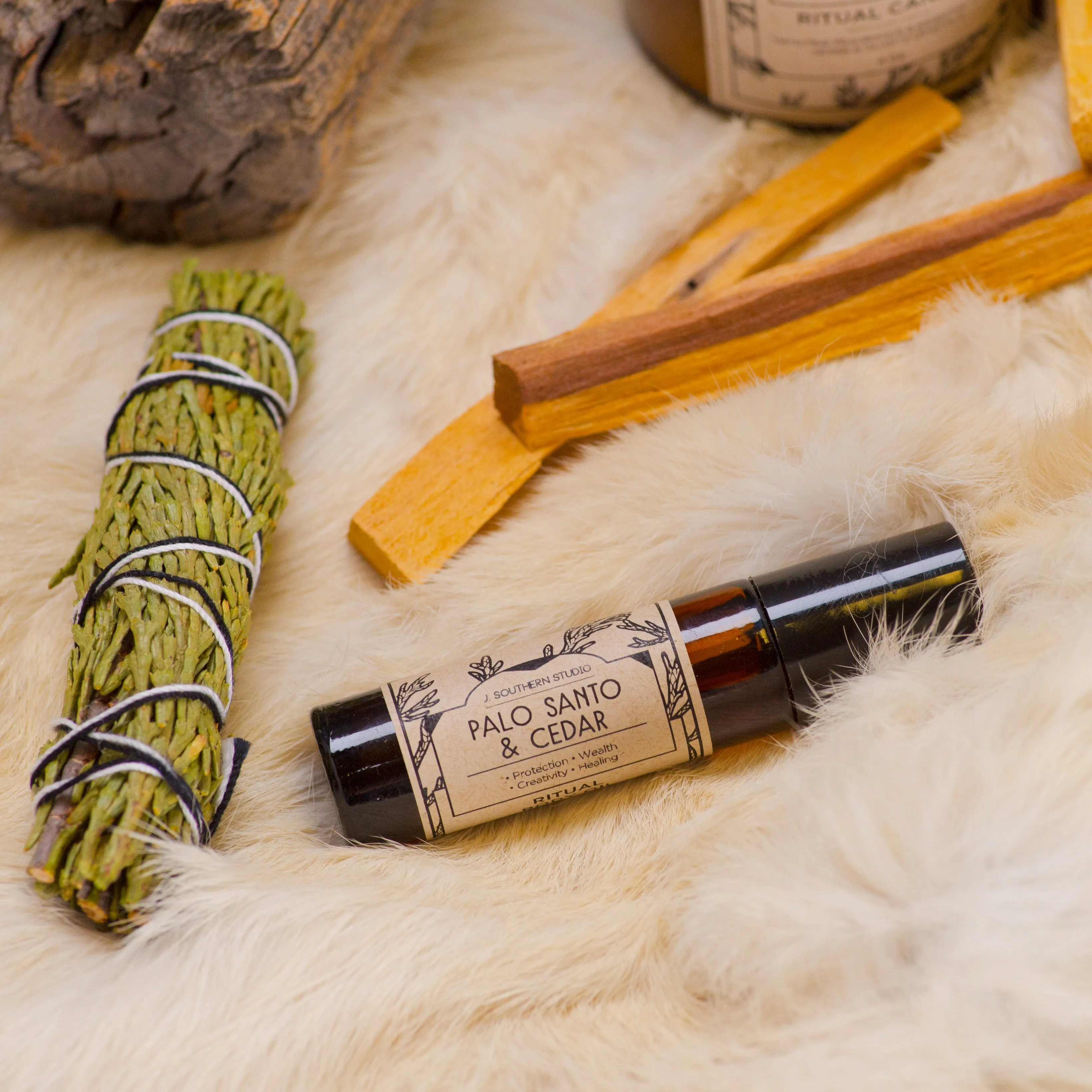 Palo Santo & Cedar Ritual Oil - For Protection, Wealth, Creativity, Healing