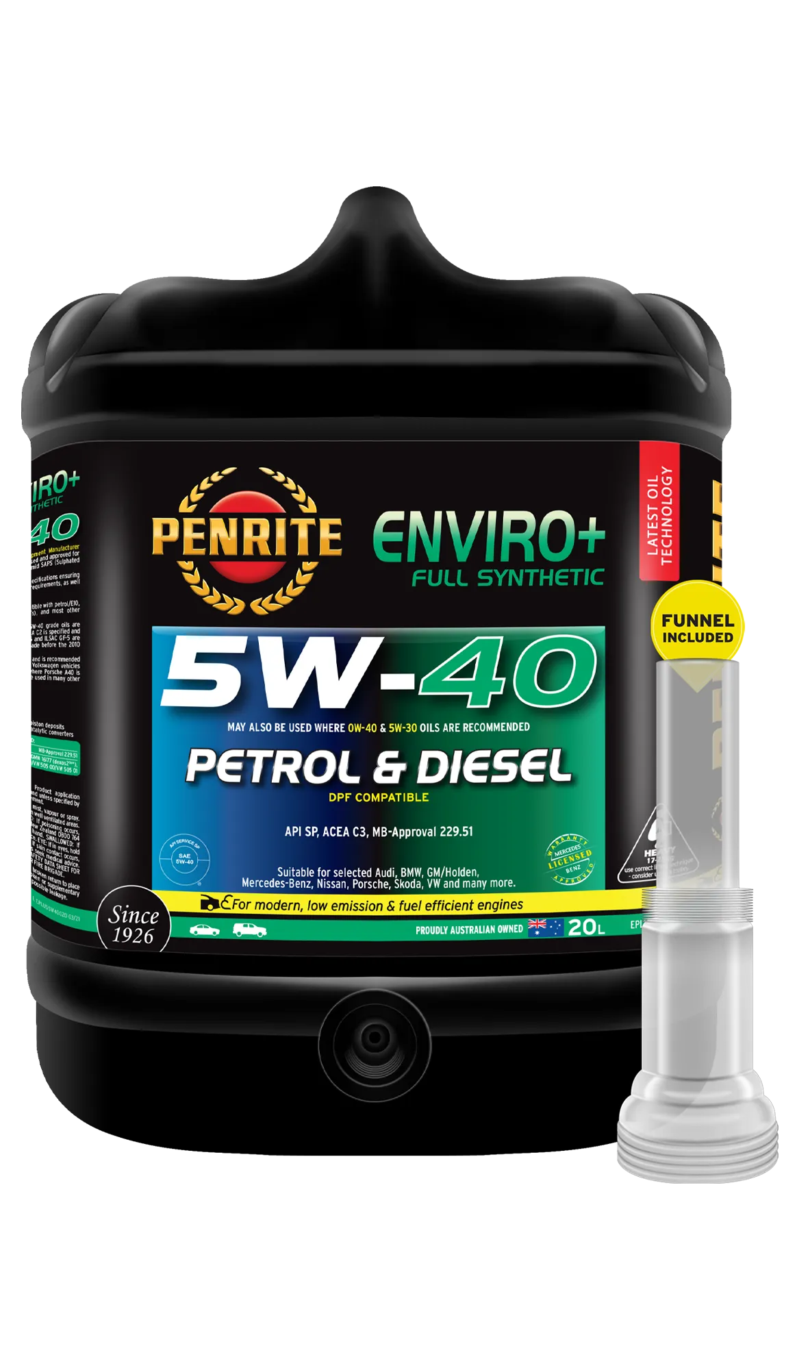 Penrite Enviro  Full Synthetic Engine Oil 5w40 5W-40 20L EPLUS5W40020