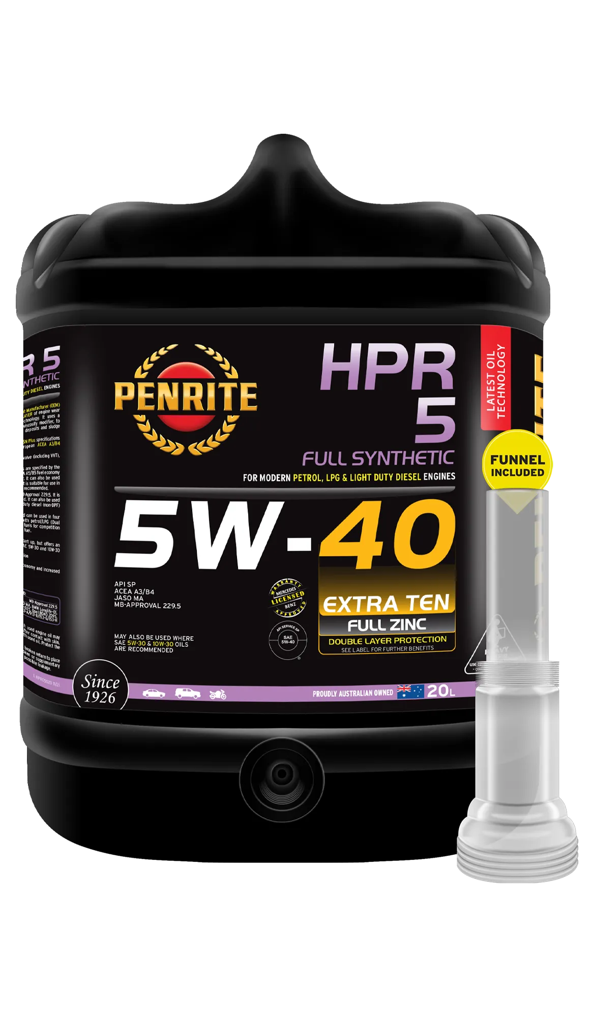 Penrite HPR 5 Full Synthetic Engine Oil 5w40 5W-40 20L HPR05020