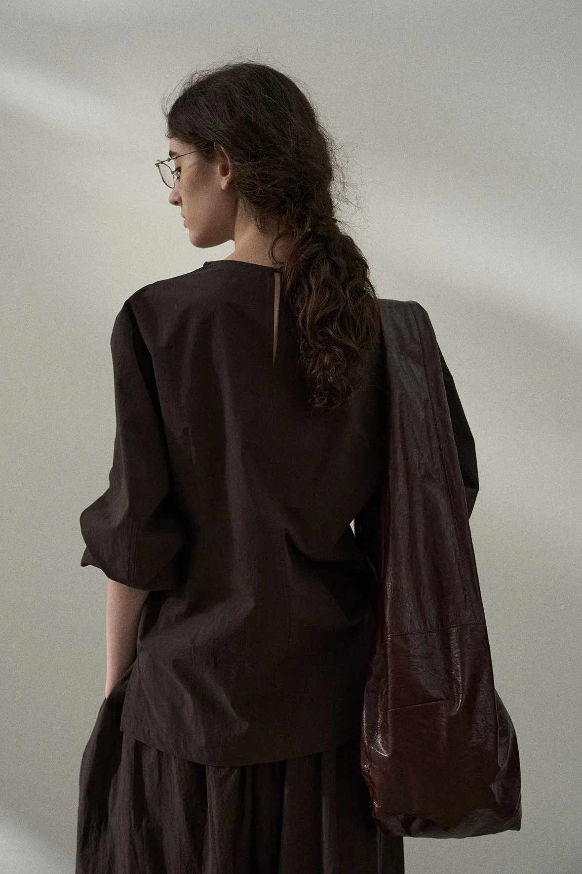 "Ohmi Bleach" cotton twist waist blouse| 3 color