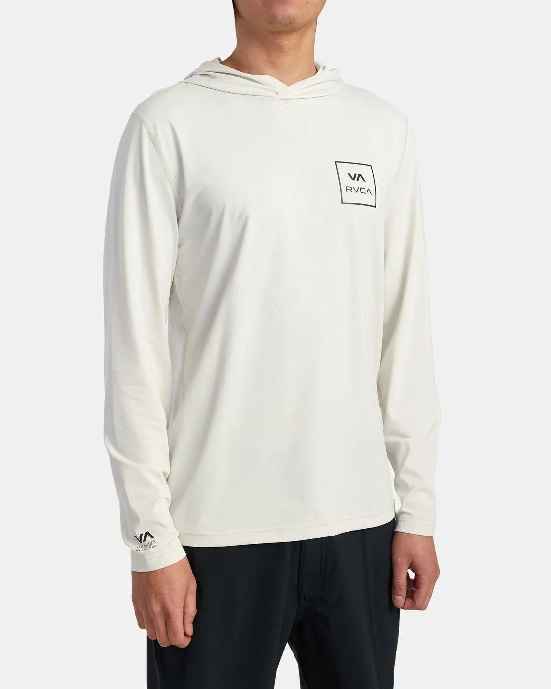 RVCA Long Sleeve Rashguard Hoodie - Silver Bleach