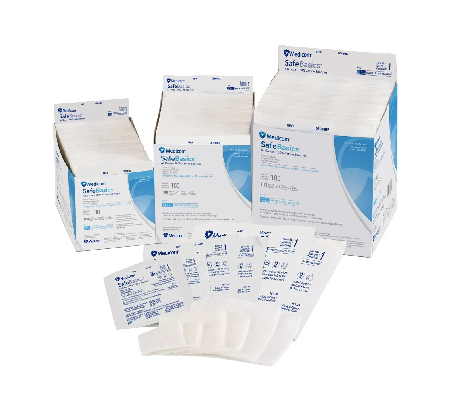 SafeBasics® All Gauze Sterile Cotton Sponges