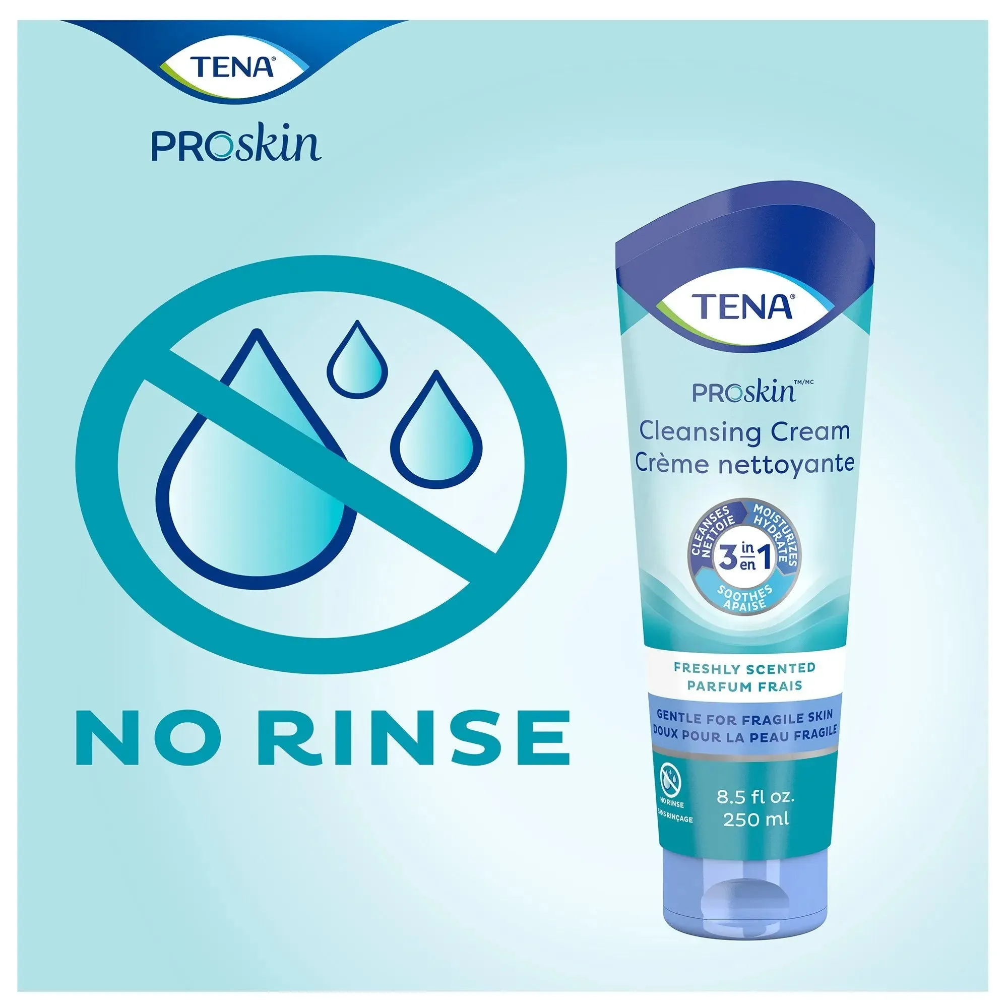 Tena® Body Wash Cleansing Cream, Alcohol-Free, White, 3-in-1 Formula, 8.5 oz, Mild Scent