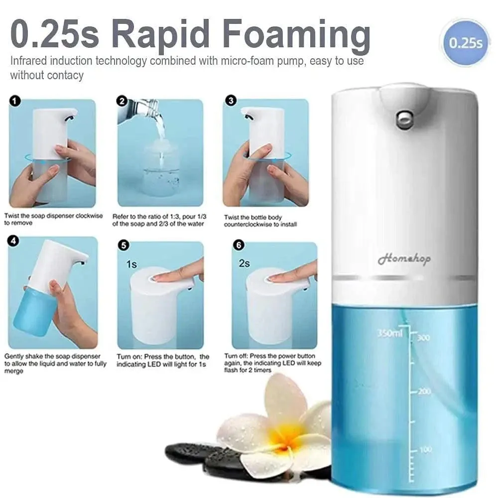 USB Rechargeable Automatic Sensor Liquid Hand Wash Foam Soap Dispenser 350ml
